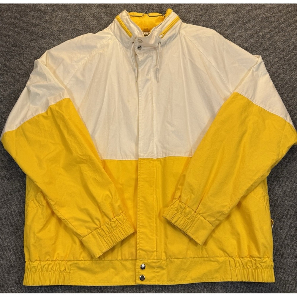 Vintage Mighty-Mac Men's 46 Sailing Jacket Yellow White Colorblock Nylon